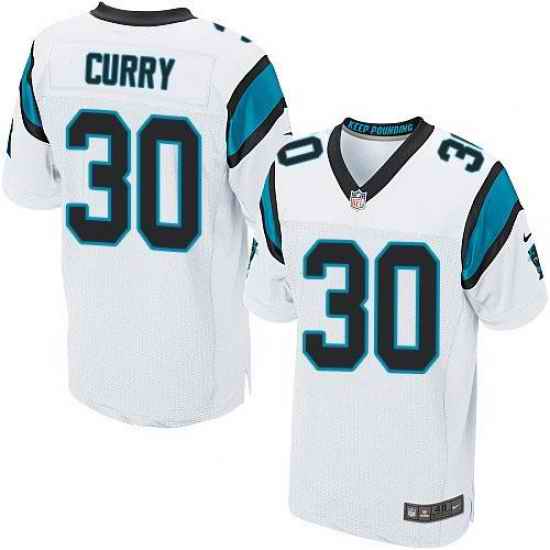 Nike Panthers #30 Stephen Curry White Mens Stitched NFL Elite Jersey